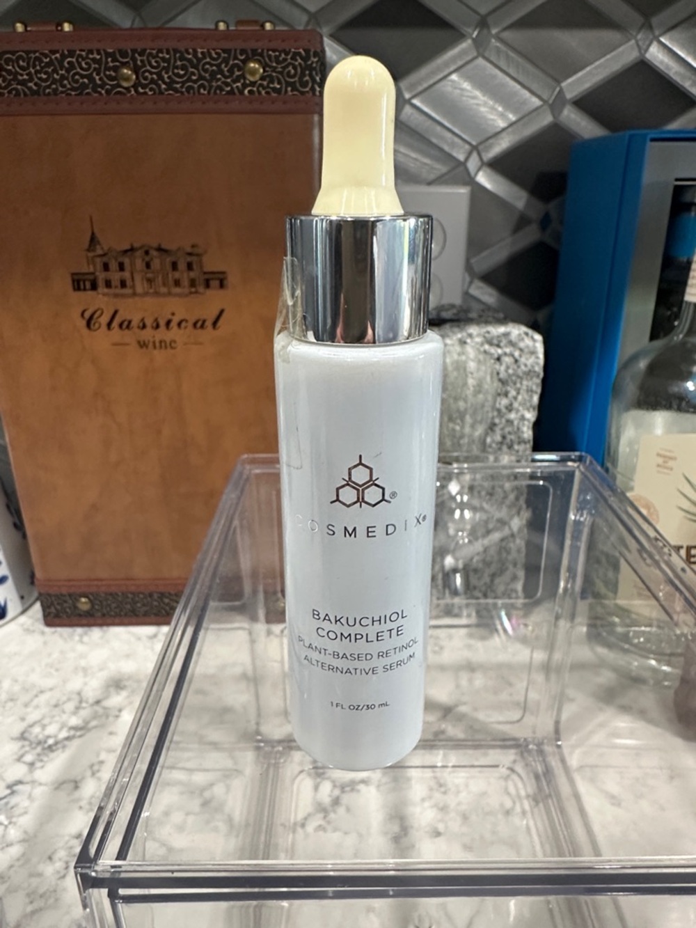 COSMEDIX Bakuchiol Complete Serum – White & Silver Dropper Bottle